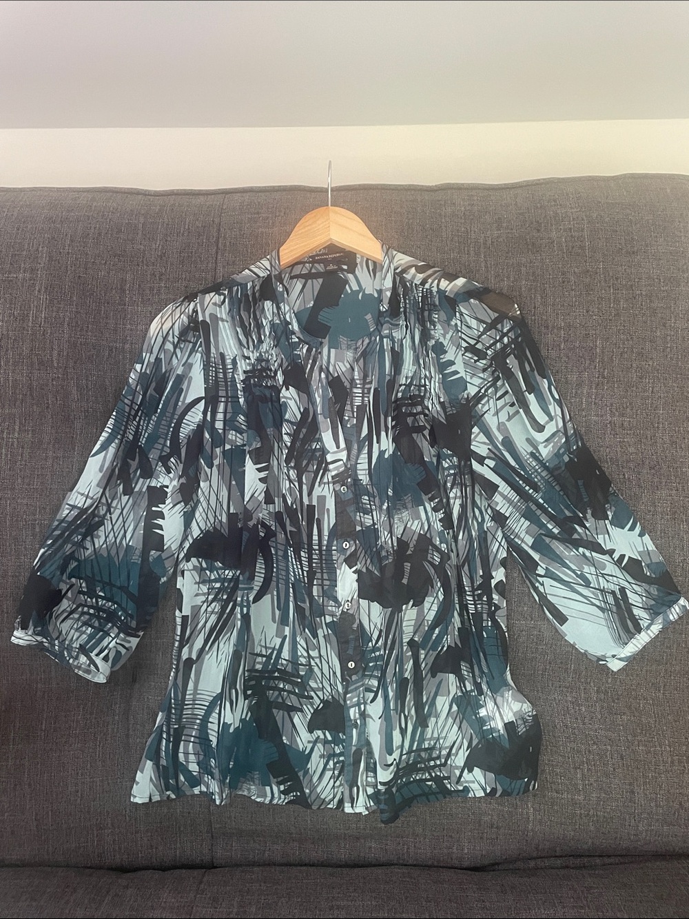 Banana Republic Print Button-Front Women's Blouse - Blue/Black